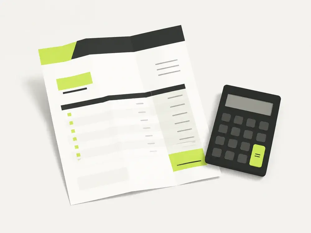 A quotation sheet beside a simple calculator