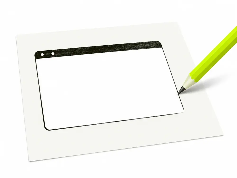 A pencil drawing the outline of a new website