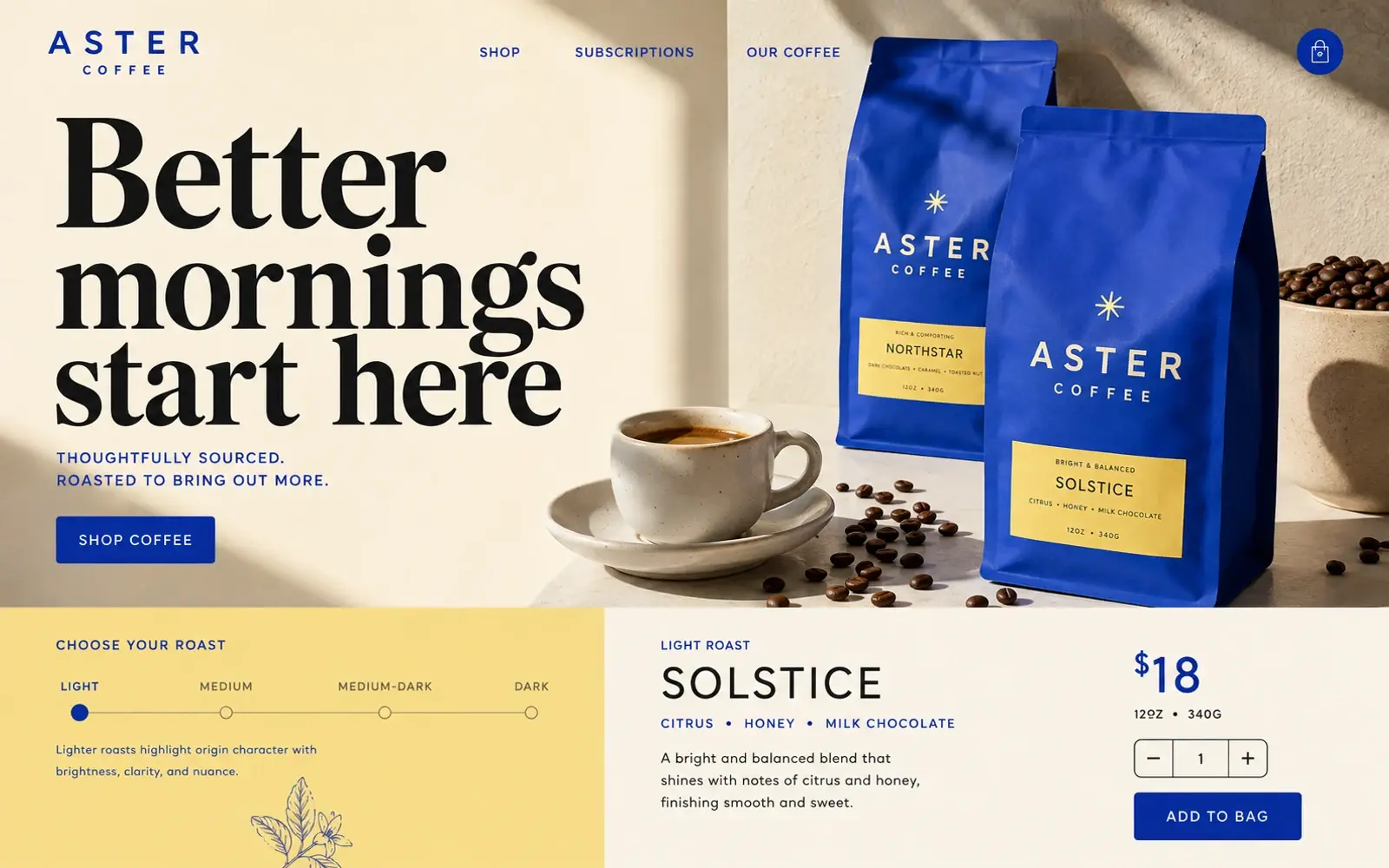 Aster Coffee: speciality coffee store design concept