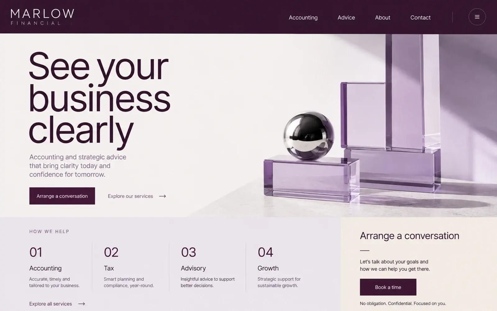 Marlow Financial: accountancy & business advice design concept