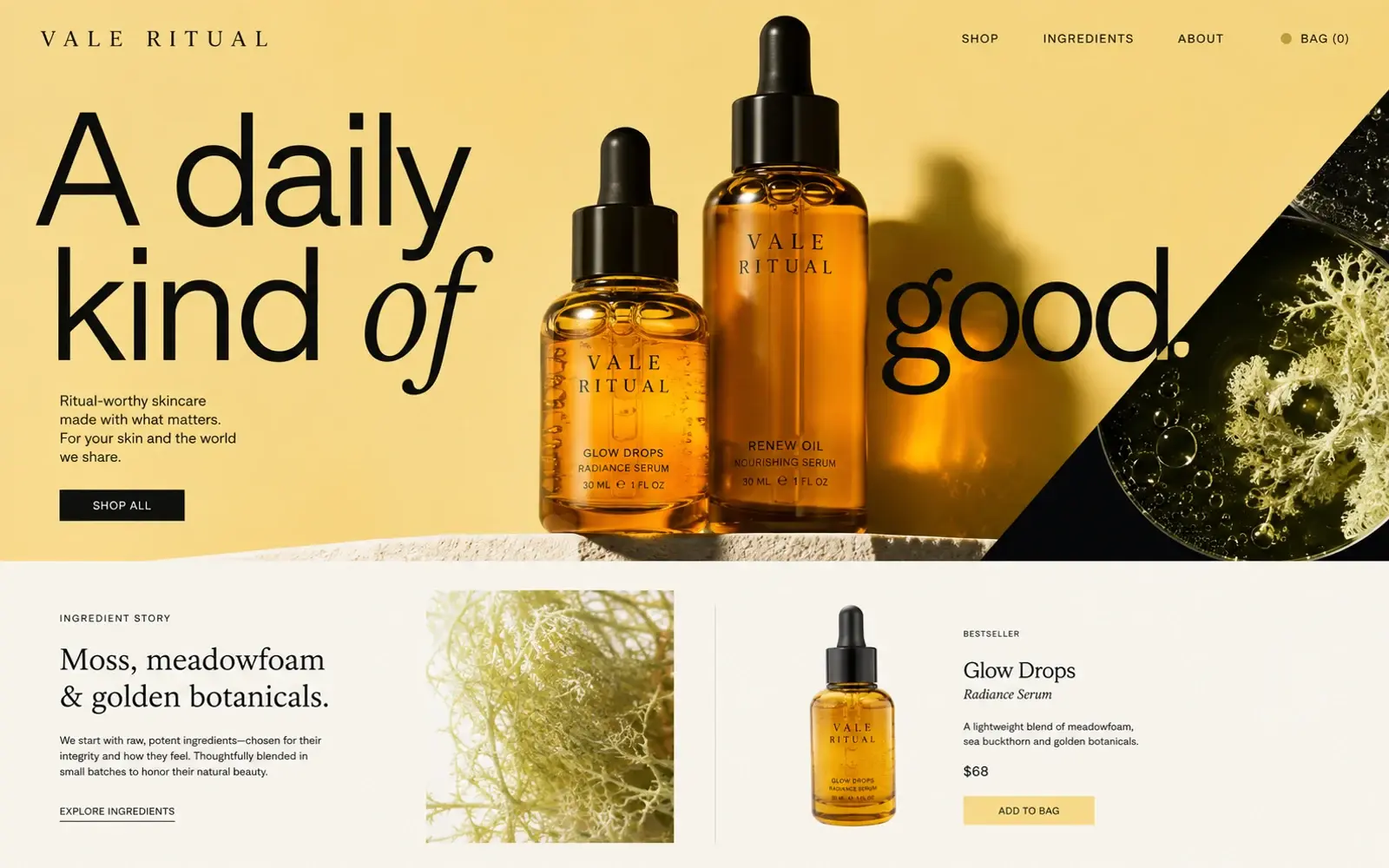 Vale Ritual: skincare store design concept