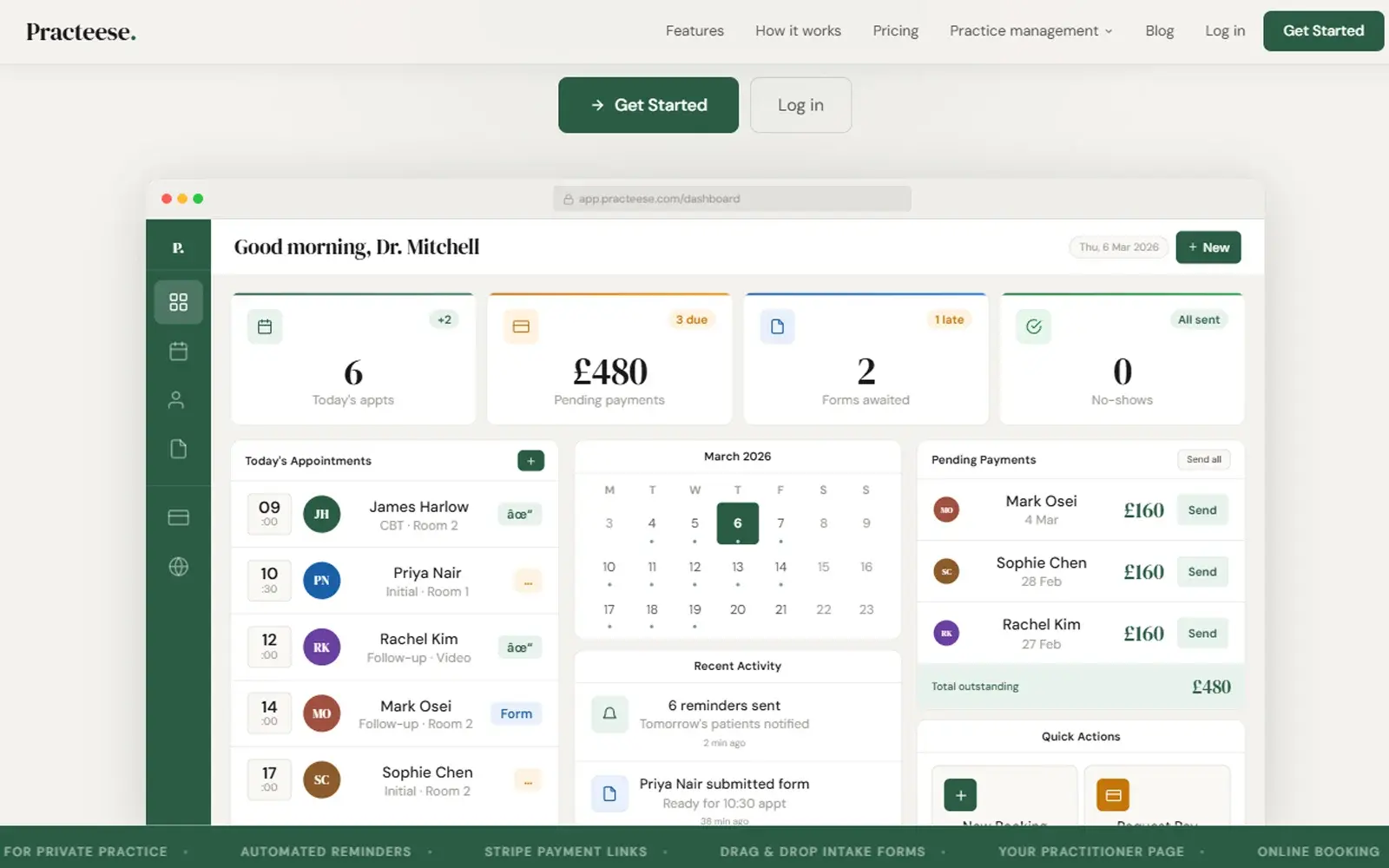 The Practeese booking and business management platform