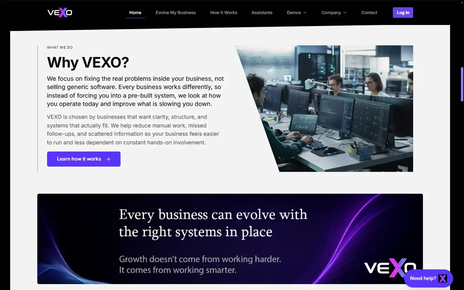 The finished VEXO Solutions website