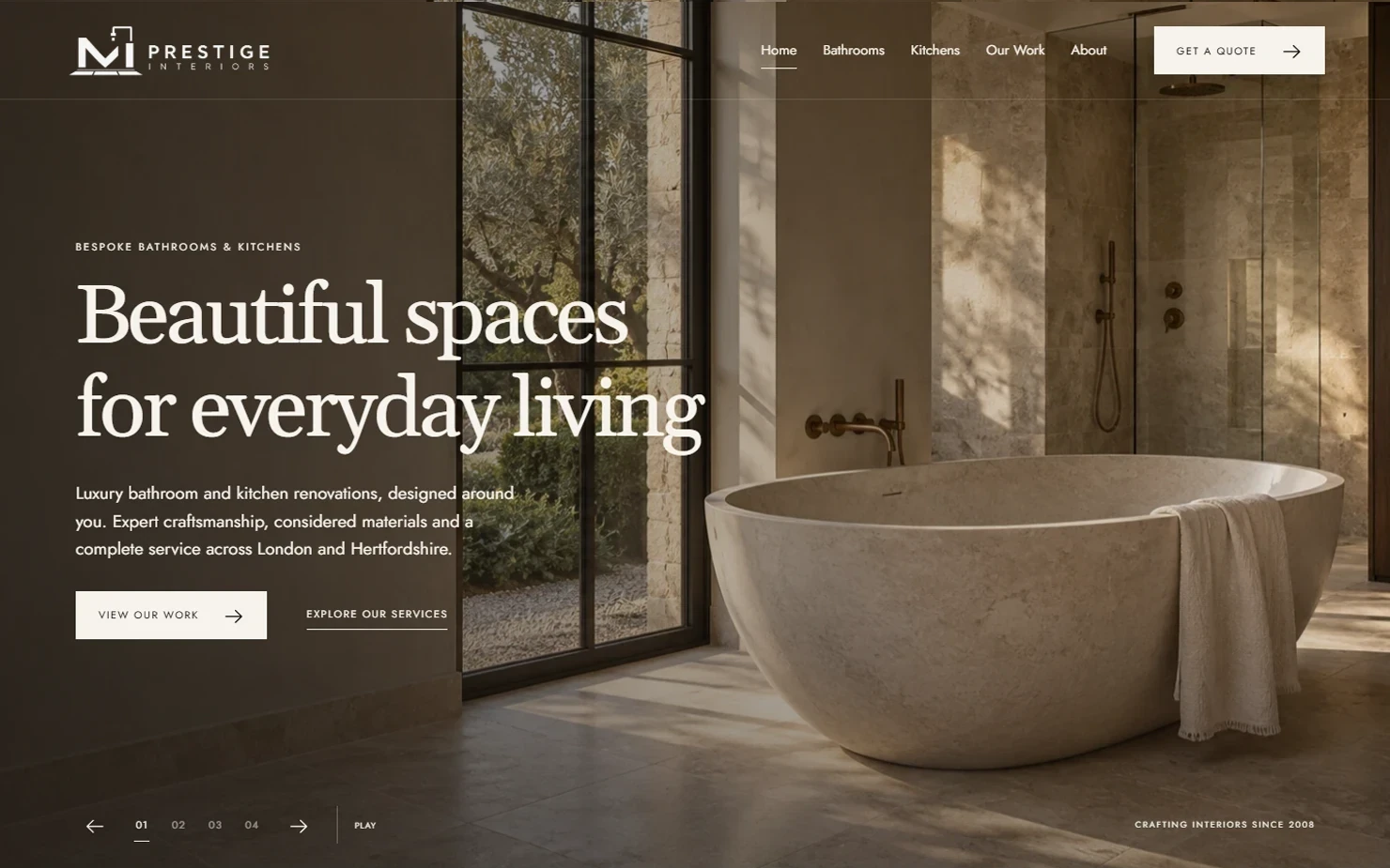 The M I Prestige Interiors website