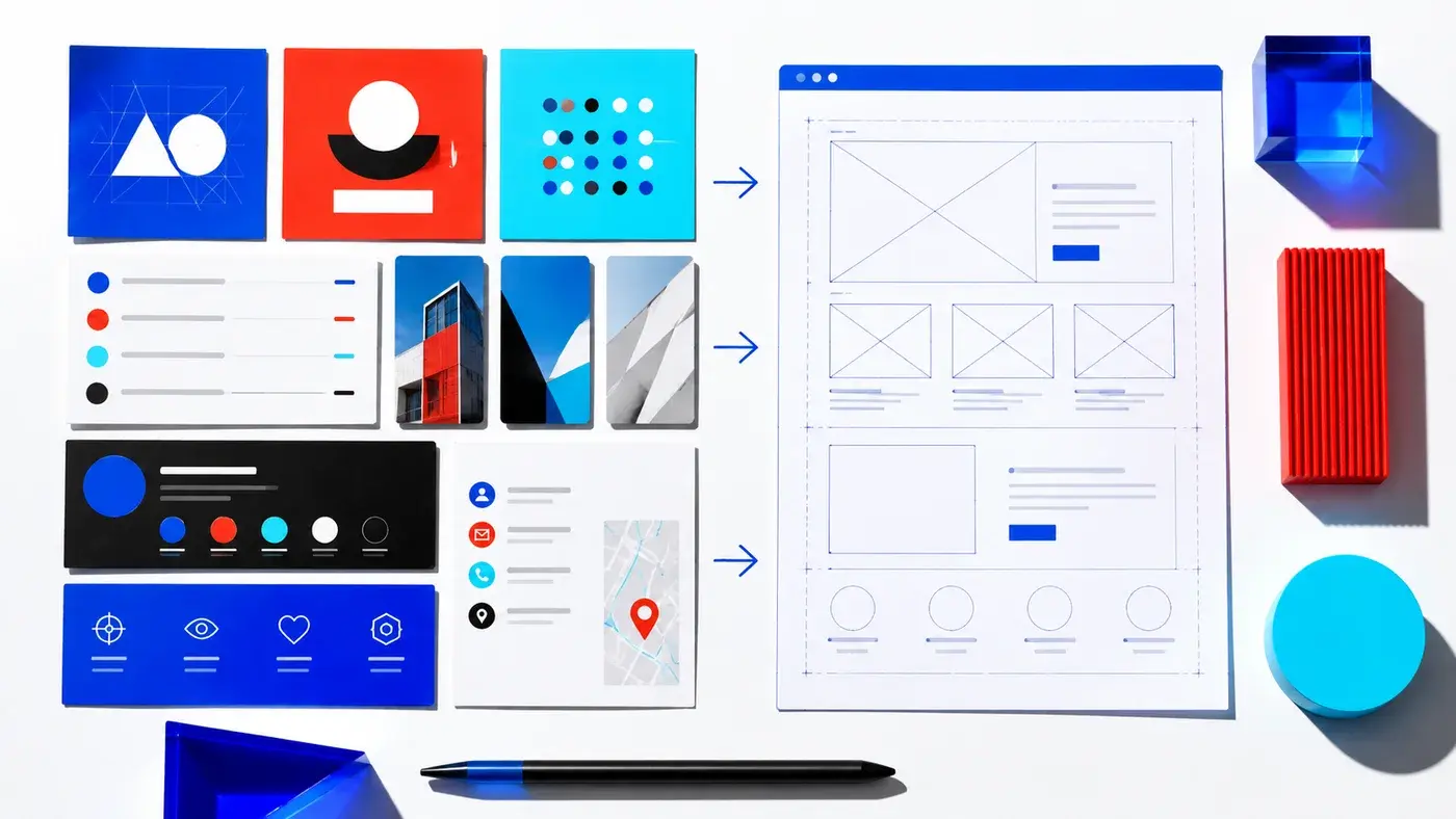 Editorial artwork of the materials prepared for a web designer