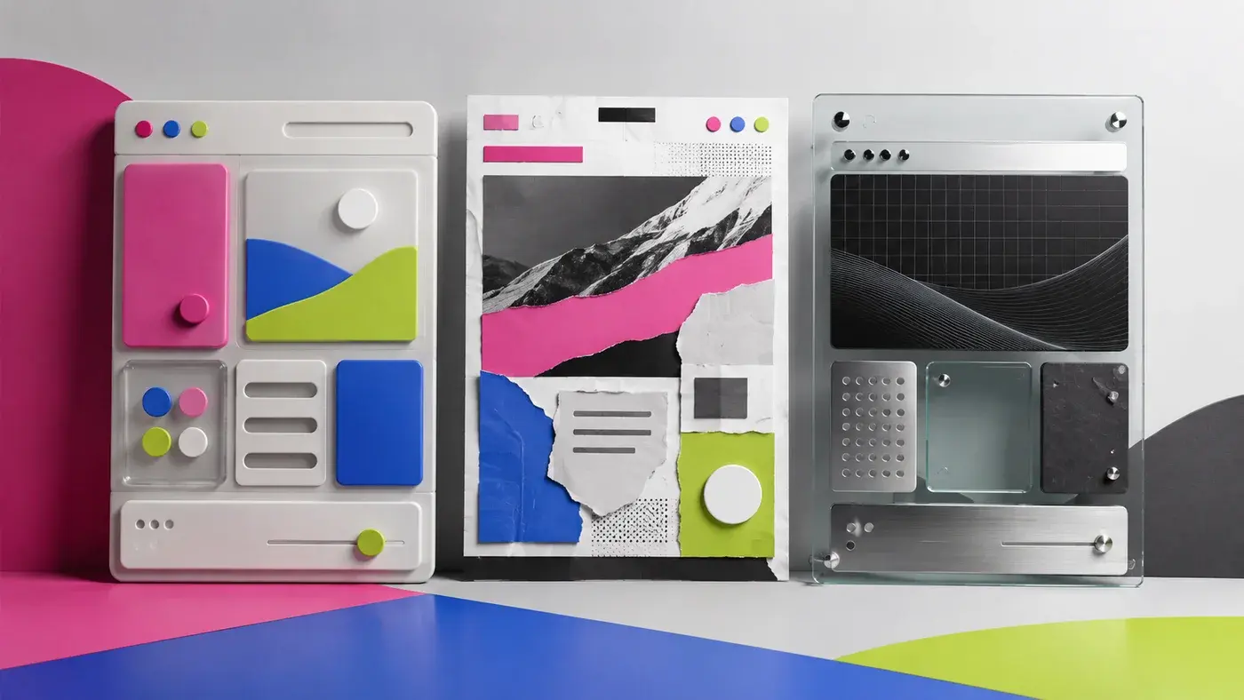 Editorial artwork comparing three approaches to building a website