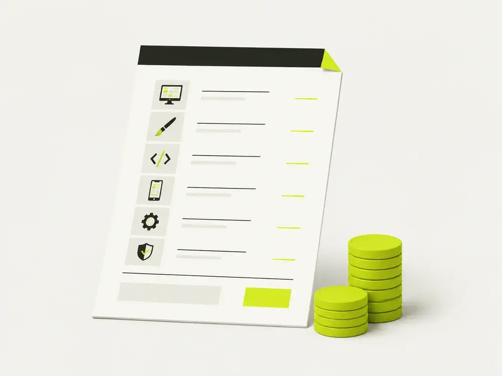 Editorial artwork about the cost of a small business website