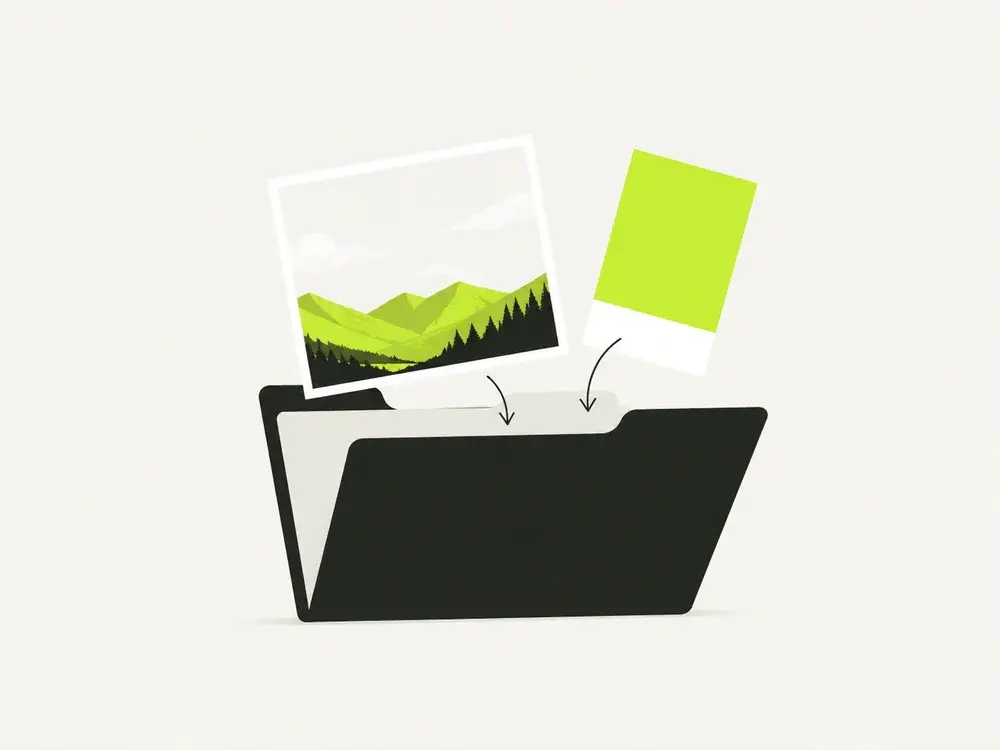 Editorial artwork of the materials prepared for a web designer