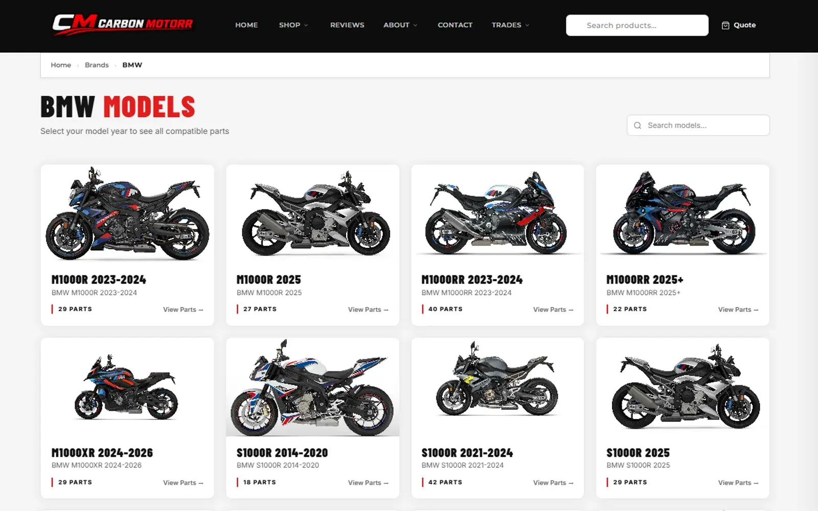 The finished Carbon Motorr website